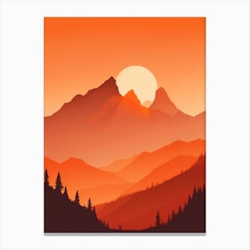 Misty Mountains Vertical Composition In Orange Tone 265 Canvas Print