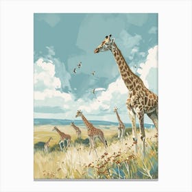 Herd Of Giraffes In The Wild 4 Canvas Print
