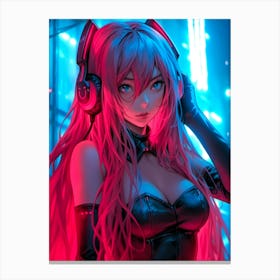 Anime Girl With Headphones 6 Canvas Print