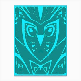Abstract Owl Blue Green 1 Canvas Print