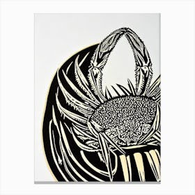 King Crab Linocut Canvas Print