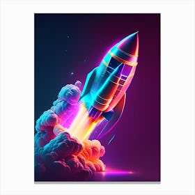 Rocket Launching Holographic Illustration Canvas Print