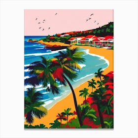 Carlisle Bay Beach, Barbados Hockney Style Canvas Print