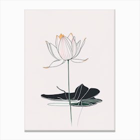 Blooming Lotus Flower In Pond Minimal Line Drawing 7 Canvas Print