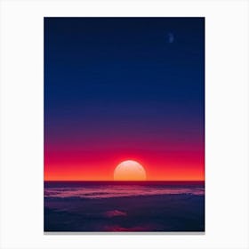 A Sweeping Panorama Of An Evening Sky Blood Red With The Setting Sun Transitions Into A Serene Moon Canvas Print