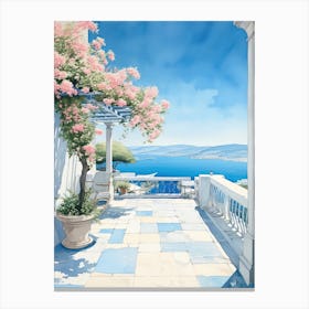 Mykonos Summer Watercolour 5 Canvas Print