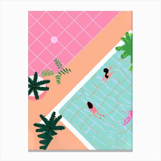 Swimming At The Hotel Pool Canvas Print