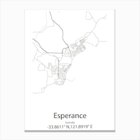 Esperance,Australia Minimalist Map Canvas Print