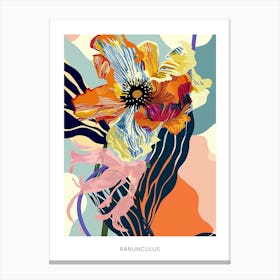 Colourful Flower Illustration Poster Ranunculus 2 Canvas Print