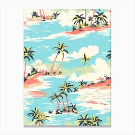 Miami Beach, Florida, California, Inspired Travel Pattern 4 Canvas Print