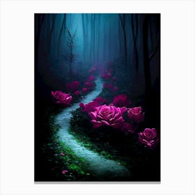 Roses In The magical Forest Canvas Print
