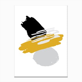 Mustard and Black Abstract Paint Shapes Canvas Print
