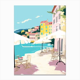 Villefranche Sur Mer, France, Flat Pastels Tones Illustration 1 Canvas Print