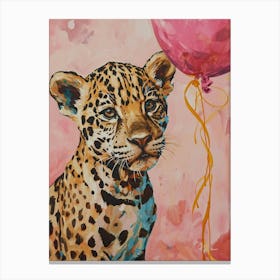 Cute Jaguar 3 With Balloon Canvas Print