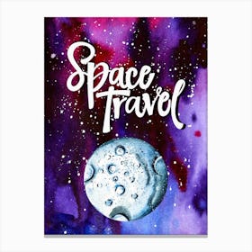 Space Travel — Space Neon Watercolor #9 Canvas Print