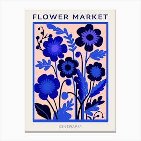 Blue Flower Market Poster Cineraria 3 Canvas Print