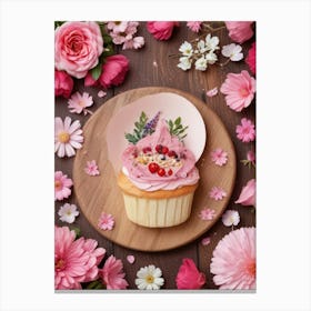 Cupcake With Flowers Canvas Print