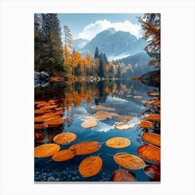 Autumn Leaves In A Lake Canvas Print