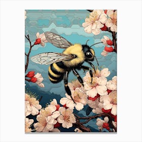 Bumblebee Animal Drawing In The Style Of Ukiyo E 2 Canvas Print