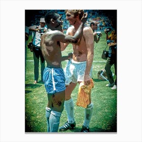 Pele, Bobby Moore, Brazil, England, World Cup, Retro, Football, Soccer, Art, Wall Print Canvas Print