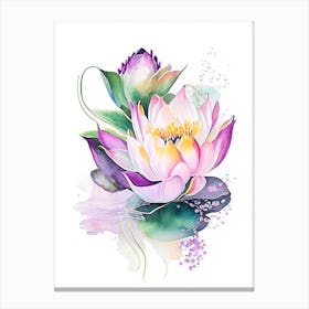 Lotus Flower Bouquet Watercolour 2 Canvas Print