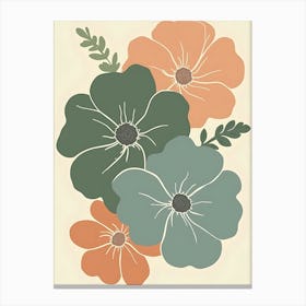 Flowers On A Beige Background 9 Canvas Print