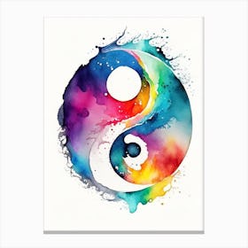 Colourful 1 Yin And Yang Watercolour Canvas Print
