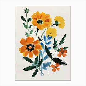 Painted Florals Marigold 3 Canvas Print