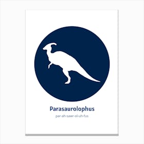 Dinosaur Parasaurolophus Blue Nursery Canvas Print