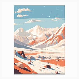 Vintage Winter Travel Illustration Pamir Mountains Tajikistan 1 Canvas Print