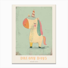 Pastel Storybook Style Unicorn 1 Poster Canvas Print