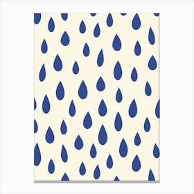 Little Falling Rain Drops Navy Blue on White Canvas Print