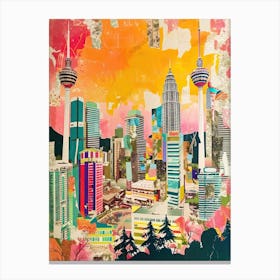 Kuala Lumpur   Retro Collage Style 1 Canvas Print