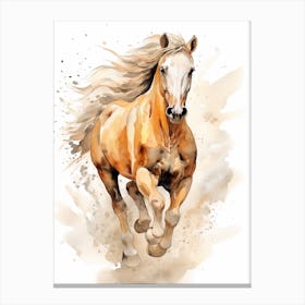 Brown Horse Watercolour Painting Canvas Print