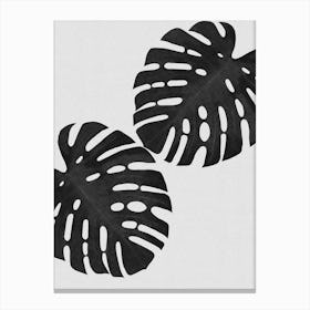 Monstera Leaf Black & White V Canvas Print