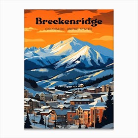 Breckenridge Colorado USA Skiing Modern Travel Illustration Canvas Print