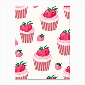 Strawberry Cupcakes, Dessert, Food Tarazzo Canvas Print