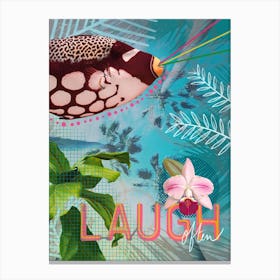 Laugh Often Tropical Collage Canvas Print
