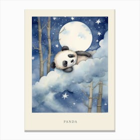 Baby Panda Cub 2 Sleeping In The Clouds Nursery Poster Canvas Print