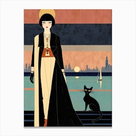 Cat And Lady Canvas Print