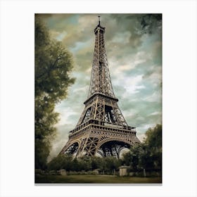 Eiffel Tower Paris France Oil Painting Style 14 Canvas Print