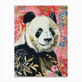 Floral Animal Painting Giant Panda 1 Canvas Print
