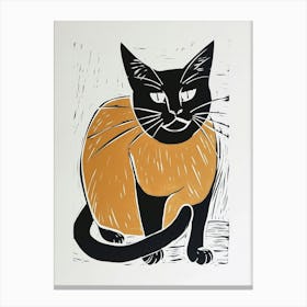 Siamese Cat Linocut Blockprint 3 Canvas Print
