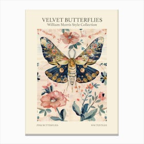 Velvet Butterflies Collection Pink Butterflies William Morris Style 4 Canvas Print