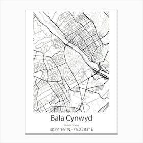 Bala Cynwyd,United States Minimalist Map 1 Canvas Print