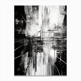 Distorted Reality Abstract Black And White 3 Canvas Print