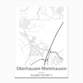 Oberhausen Rheinhausen,Germany Minimalist Map Canvas Print