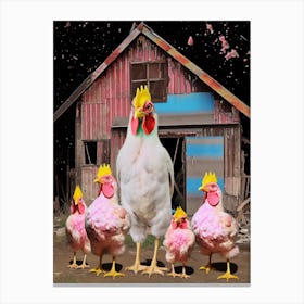 Chickens In Space Barn Canvas Print