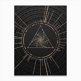 Geometric Glyph Symbol in Gold with Radial Array Lines on Dark Gray n.0276 Canvas Print