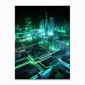 Cyber Intelligence And Memory Visualized In A 3d Model A Nexus Of Data Streams Flowing And Intertwi (4) Canvas Print